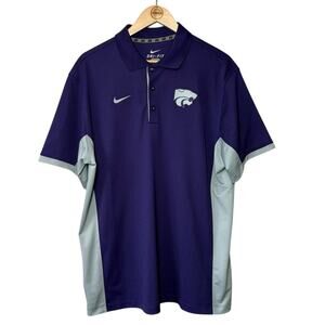 K-State Polo Shirt Kansas Wildcats Nike Dri-Fit Embroidered Purple Unisex Large